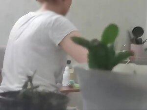 Window peep on hot housewife removing her sexy bra Picture 5