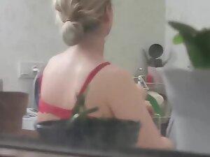Window peep on hot housewife removing her sexy bra Picture 8