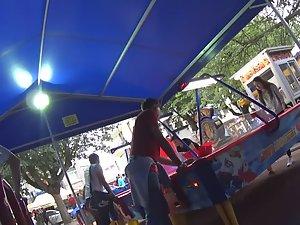 Upskirt of teen girl dancing and playing game Picture 3