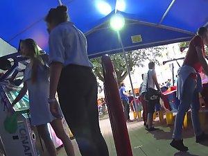 Upskirt of teen girl dancing and playing game Picture 4