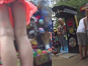 Upskirt of teen girl dancing and playing game Picture 8