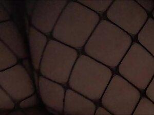 Upskirt of slutty asian girl in fishnet stockings Picture 8