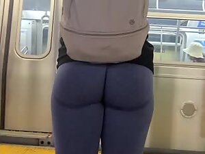 Strong butt in extra tight leggings