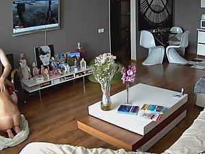 Blowjob spied in living room Picture 3