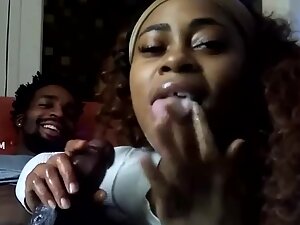 Ghetto girl brings a smile on her man's face
