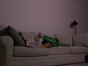 Spying her finger pussy while watching tv Picture 1