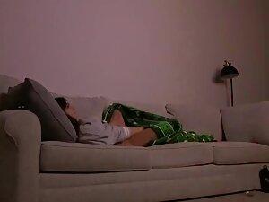 Spying her finger pussy while watching tv Picture 2