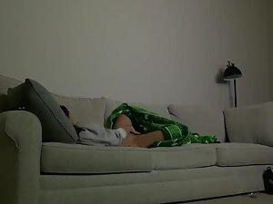 Spying her finger pussy while watching tv Picture 5