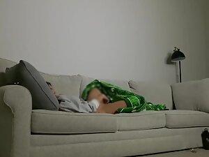 Spying her finger pussy while watching tv Picture 6