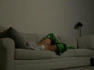 Spying her finger pussy while watching tv Picture 8