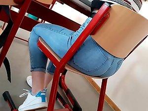 College girl's ass looks sexy on a chair Picture 4