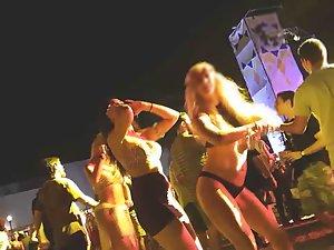Sluts dancing together on a beach party Picture 3