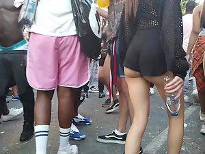 Party girl's extraordinary small ass in tiny shorts Picture 1