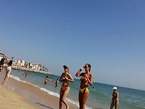 Three exceptional butts in thongs and one hot topless Picture 3