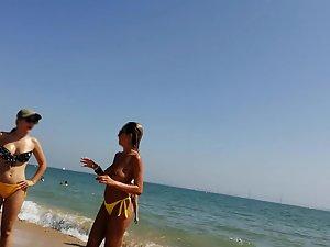 Three exceptional butts in thongs and one hot topless Picture 4