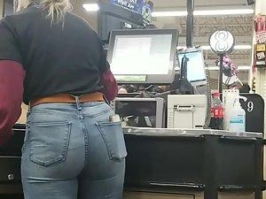 Fine ass of blonde salesclerk