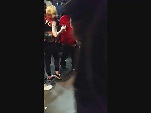 Tattooed white girl grinds on black guy during concert Picture 1