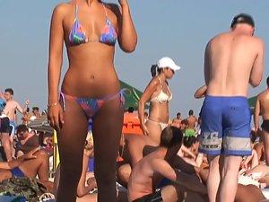 Sexy blonde can't resist the music on beach Picture 8