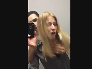 Teens making selfie during sex in fitting room