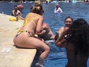 Bunch of hot butts in and by the swimming pool