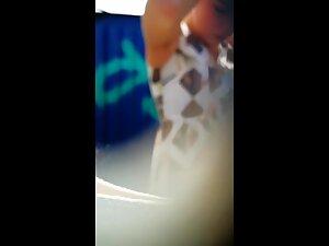 Peeping on hot pussy in erotic panties in the beach cabin Picture 2