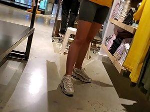 Store clerk with lovely little ass in grey tights Picture 2