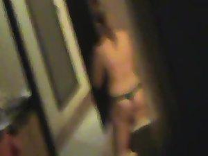Peeping a girl in a thong through window Picture 5