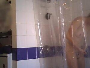 Spying on fit naked girl taking a shower Picture 6