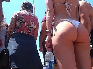 Magnificent ass in white thong bikini Picture 6