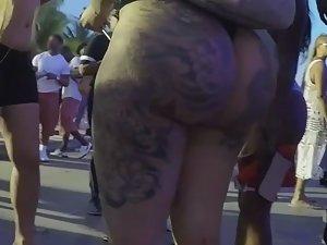 Spying on big tattoos on butt implants Picture 6