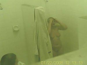 Naked girls peeped in a steamy shower Picture 7