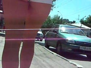 White hot pants crawl into her butt crack Picture 8