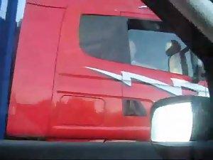 She shows pussy to all the truckers Picture 2