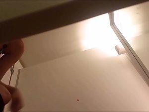 Teen spots the camera that spies her hairy pussy Picture 6