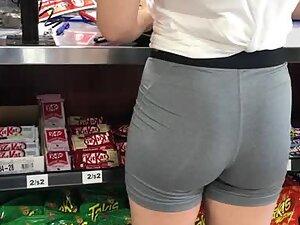 Tight but very flat kind of ass in shorts