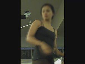 Fit girl's workout in see through tights Picture 1