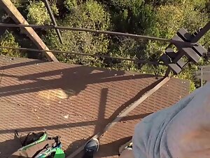 Sex on top of iron tower in the forest Picture 8