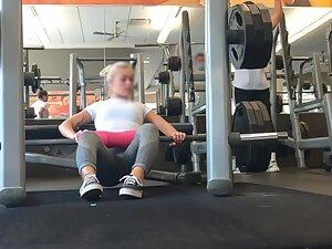 Sexy and strong blonde checked out in gym Picture 4